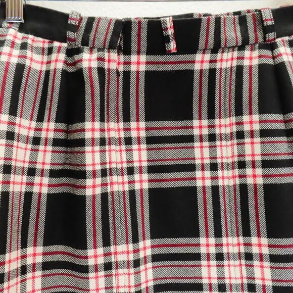 VTG Celine Plaid Wool Skirt 42 4 6 Black Red White OG Handwritten Tag Academia - Picture 5 of 10